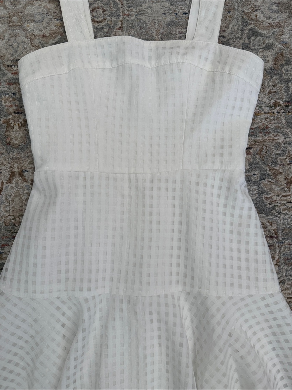 AMANDA UPRICHARD Annalise WHITE Dress Gingham Fit-and-Flare XS PARTY SUMMER - Picture 5 of 7